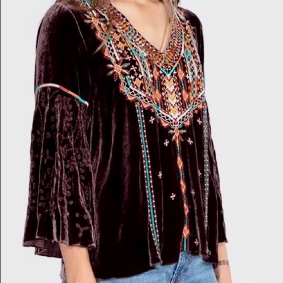 Johnny Was Black Velvet Top - Picture 2 of 11